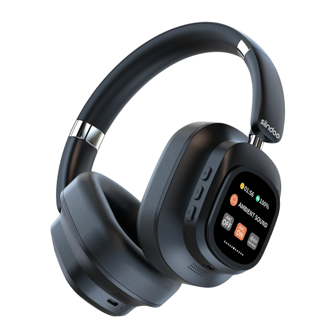 Headset Bluetooth Siindoo com Cancelamento de Ruído Ativo e Tela LED Touch