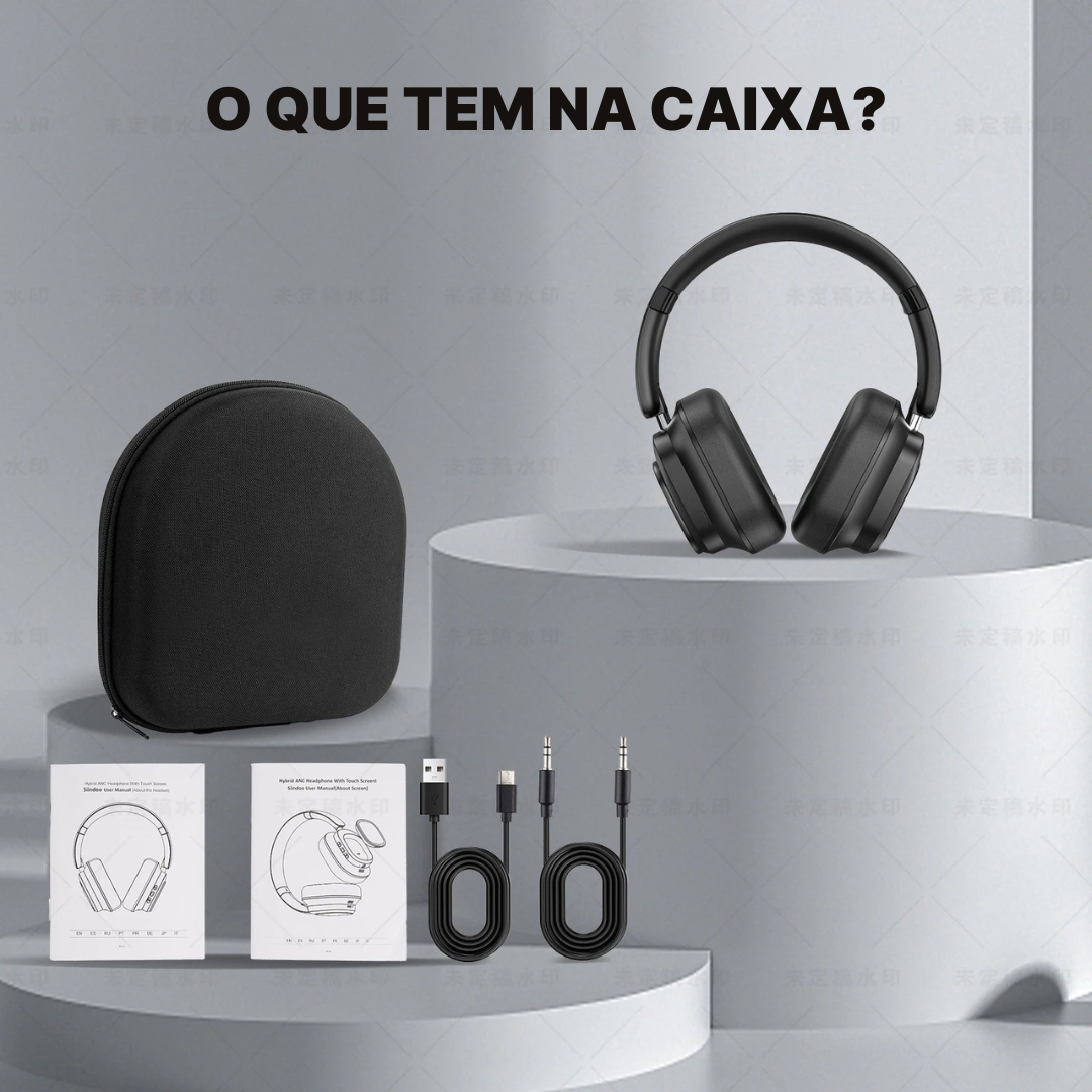 Headset Bluetooth Siindoo com Cancelamento de Ruído Ativo e Tela LED Touch